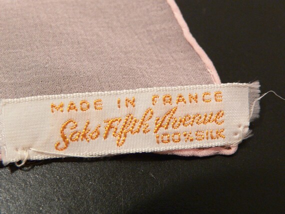 Vintage 1950's  Pink Chiffon French Silk Scarf Wi… - image 3