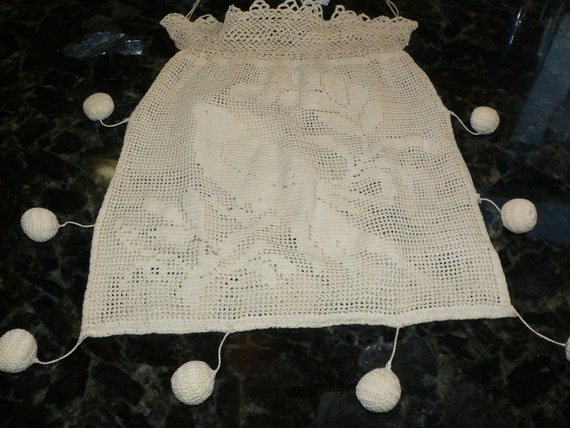 Antique Edwardian Fine Crochet Drawstring Purse wi