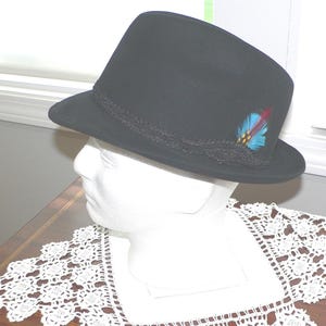 Stetson Charcoal Gray Felt Fedora with Braided Band and Feather Stetson Feather Vintage Hats for Men for sale | eBay main image 4