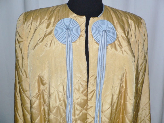 1960's Oriental Style Quilted Yellow Robe for Lor