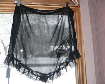 1930's Black Silk Chiffon Tap Panties XXL