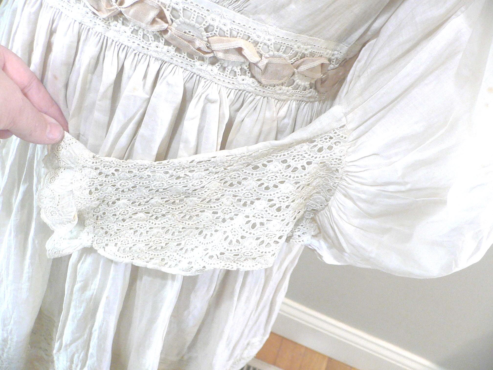 Antique Girl's Lawn Dress, Rare and Stunning Girls 1890s Cotton