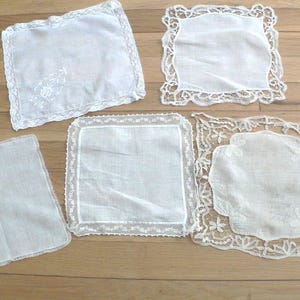 Lot of 5 Vintage and Antique  Small Lace Hankies