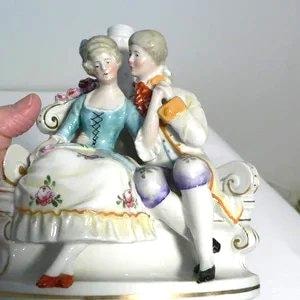 Vintage 1930&#39;s German Boudoir Lamp Base, Courting Couple Lamp Base