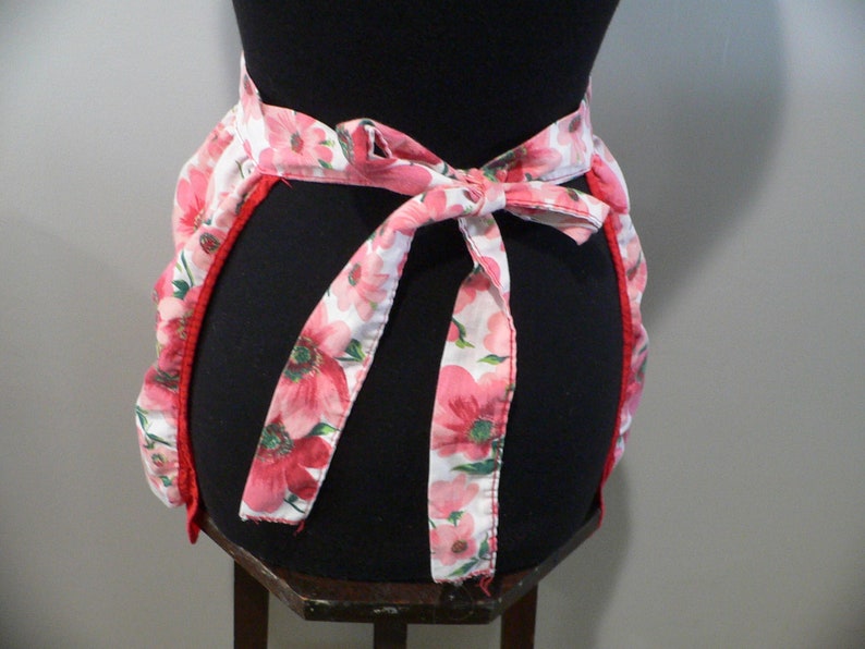 Vintage Reversible Red Floral Apron With Pocket - Etsy