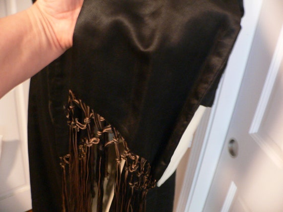 1920's Black Silk Flapper Coat with Attached Frin… - image 8
