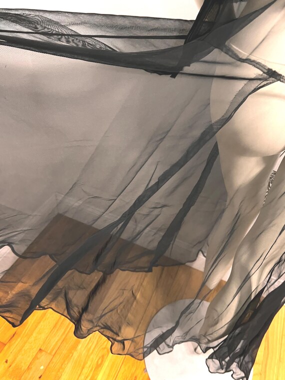 Larger Size,1930's Black Net Gown with White Sequ… - image 10