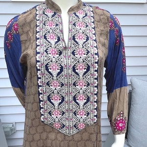 Vintage Tunic Dress with Embroidery, Bohemian Tunic Kaftan Dress