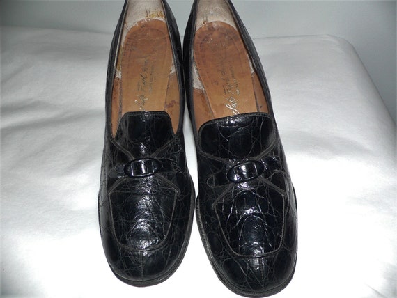 1960's Saks 5th Ave Pacelle Faux Black  Alligator… - image 5