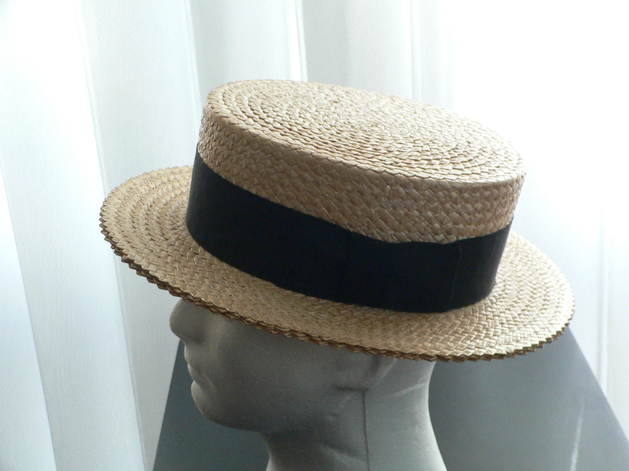 1920's Straw Boater Hat Zookeeper Costume Men STRAW SKIMMER