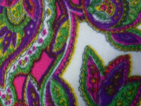 1970's Psychedelic  Print Maxi Dress with Gold Br… - image 8