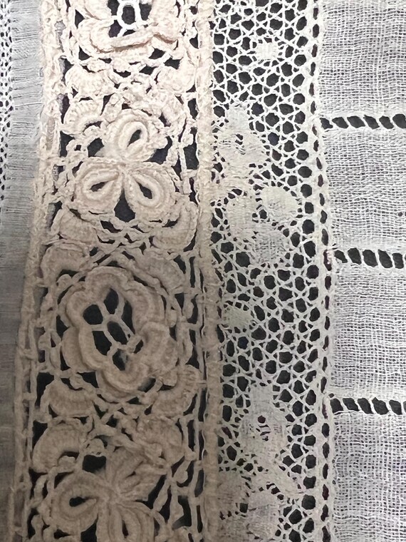 Antique 1900s Dickie Beige Embroidered with Mixed… - image 6