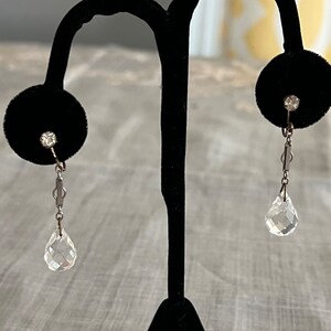 Vintage Pear Crystal Earrings With Scewbacks