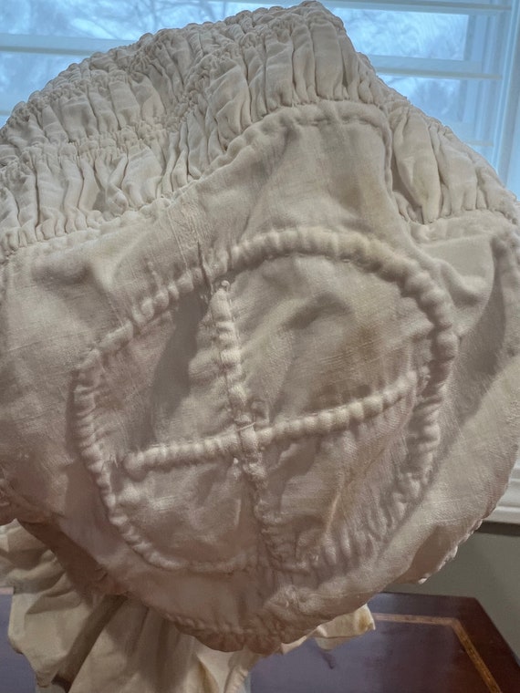 Antique 1840s - 1860's White Corded Bonnet , All … - image 5