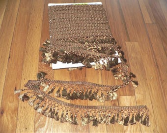 Vintage Italian Copper Metallic Fringe Tassel Trim 11 Yds, New on Card