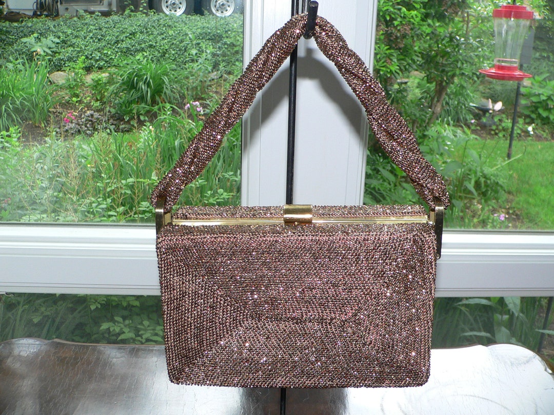 1940's Copper Beaded Box Purse by Original Etsy