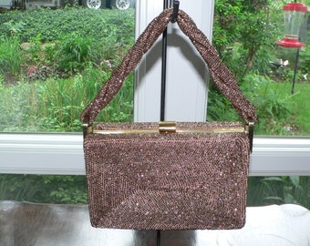 1940's Copper Beaded Box Purse by DuBonnette Original