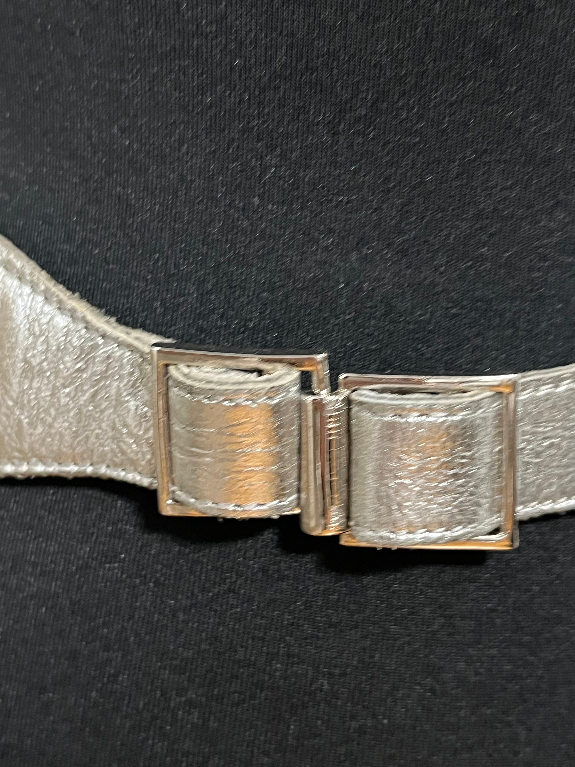 Vintage Silver Whiting Davis Leather and Mesh Belt - Etsy display picture 1