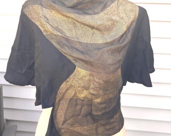 Blusa de lamé negra y dorada Art Déco de los años 20