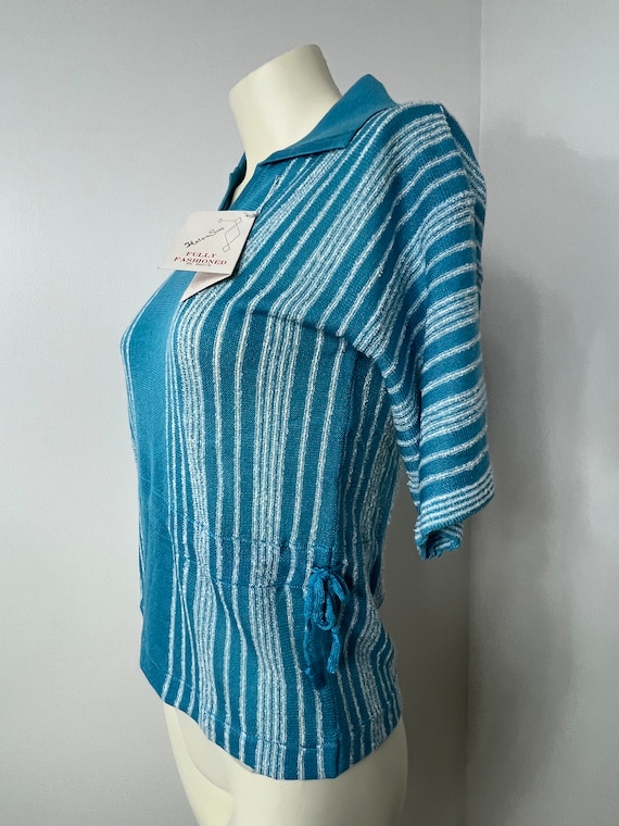 1960s Teal Print Shell Top  Ship n' Shore, Size M… - image 2