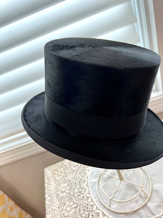 Antique Silk Plush Top Hat, Hungarian Top Hat by J
