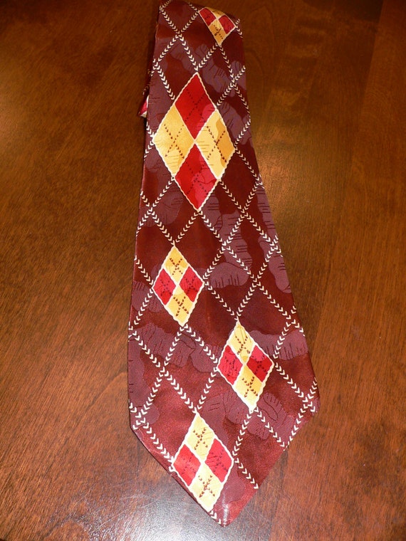 1940's wide Rayon Tie with Diamond Pattern by Wem… - image 1