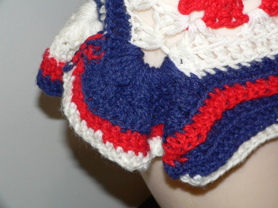 Vintage Handmade 1960's Red, White, Blue Hippie V… - image 7