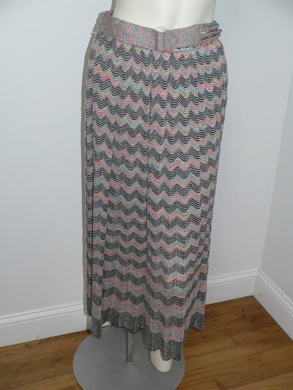 Vintage 1970's Missoni Knit Chevron Skirt, Size 44