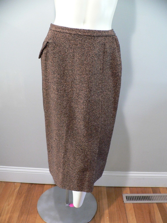 1950's Brown Tweed Straight Skirt by Sportempos, … - image 8