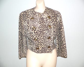 Vintage 1950's - 60's Faux Leopard Cropped Jacket, Double Breasted with Gold  Buttons, The  May Co, Cleveland