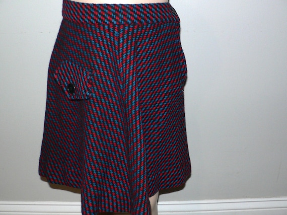 Child's 1950's Wool Red, Blue Black Tweed Skirt, … - image 3