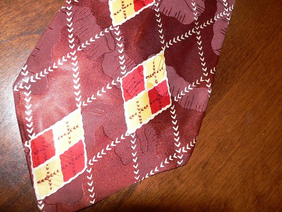 1940's wide Rayon Tie with Diamond Pattern by Wem… - image 2