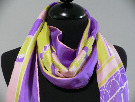 Vintage 80s Sant'Angelo Long Silk Scarf - image 3