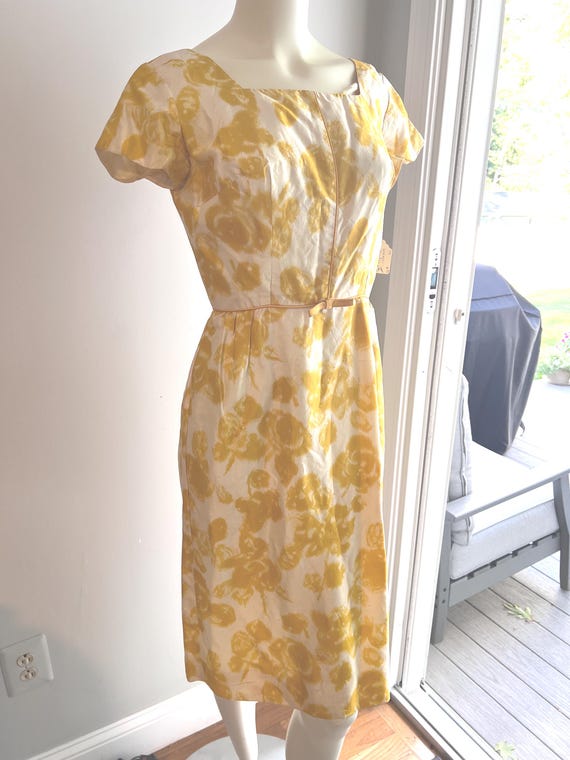 1950s - 60's Yellow Rose Print Dress - image 7