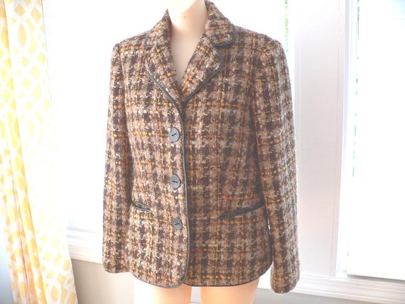 Vintage Neiman Marcus Boucle Blazer, Size 8 , Fall Brown Boucle Blazer