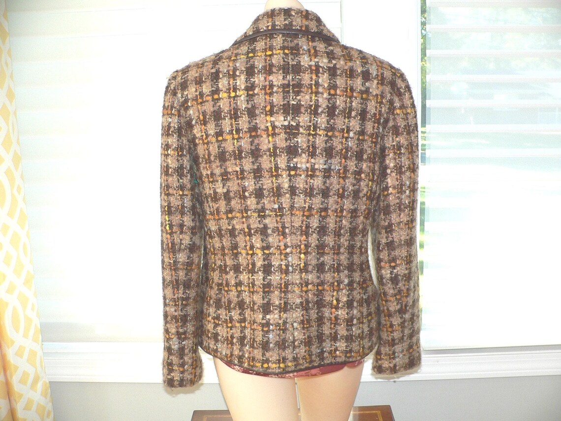 Vintage Neiman Marcus Boucle Blazer, Size 8 , Fall Brown Boucle Blazer, photo 3 of 5