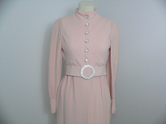 1960's - 1970's Teal Traina Crepe Dress with Rhine
