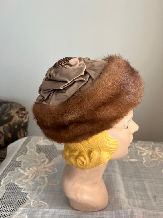 1960s Mink  and Satin With Copper Beading