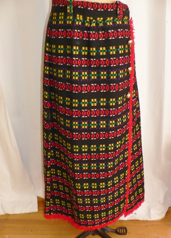 1970's Long Woven Maxi Wrap Skirt , Waist 30