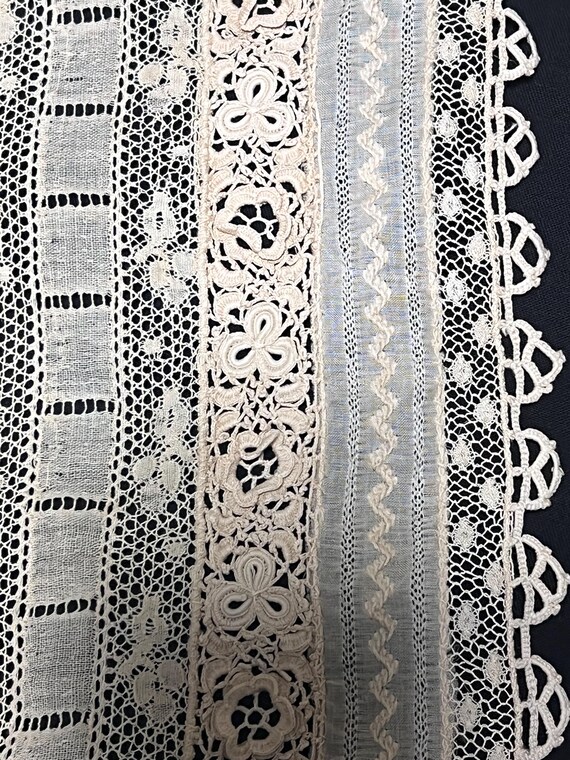Antique 1900s Dickie Beige Embroidered with Mixed… - image 7