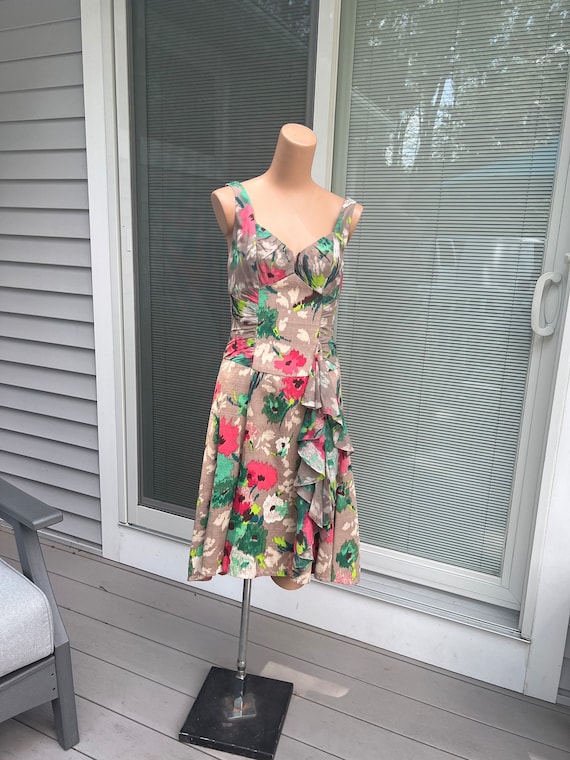 Nanette lepore ruffled floral dress hot sale