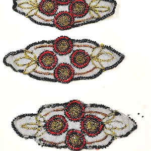 3 Antique 1910-20 Beaded Appliqués