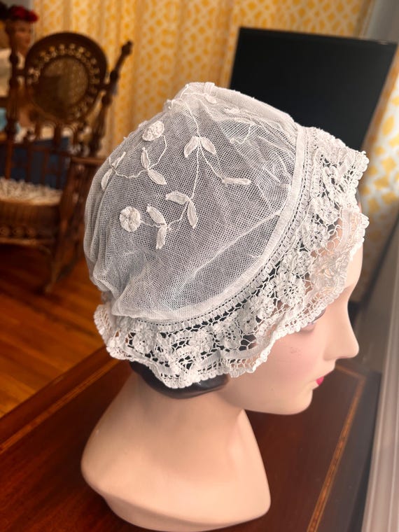 カナエ 1910s~1920s Cotton Nightcap カナエ 1910s~1920s Cotton Nightcap Antique 1910 1920s