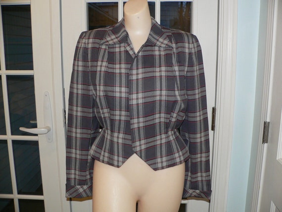 1940's Gray Plaid Suit Jacket