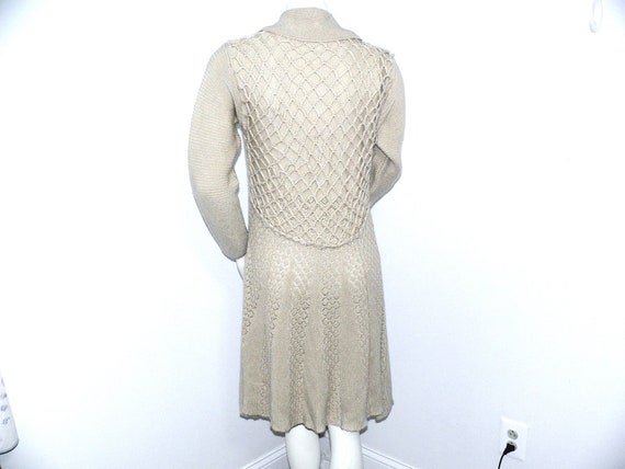 Vintage Light Tan Knit Sweater Dress - image 5