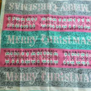 Vintage Tammis Keefe Christmas Hankie, Mery Christmas Hankie