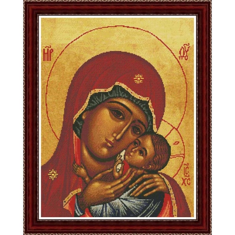 Cross stitch kit Orthodox Christian icon Mother of God DIY Etsy