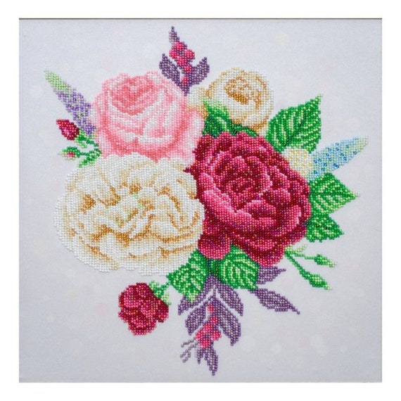 Bead Embroidery Kit Spring Bouquet DIY Beadwork Kit Beading - Etsy