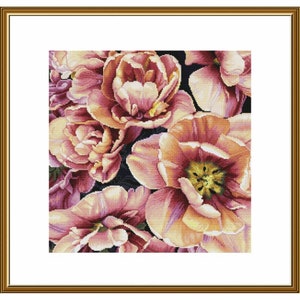 Borduurpakket Roze bloemen DIY Onbedrukt canvas