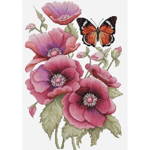 Borduurpakket Anemonen Bloemen DIY Luca-s Onbedrukt canvas